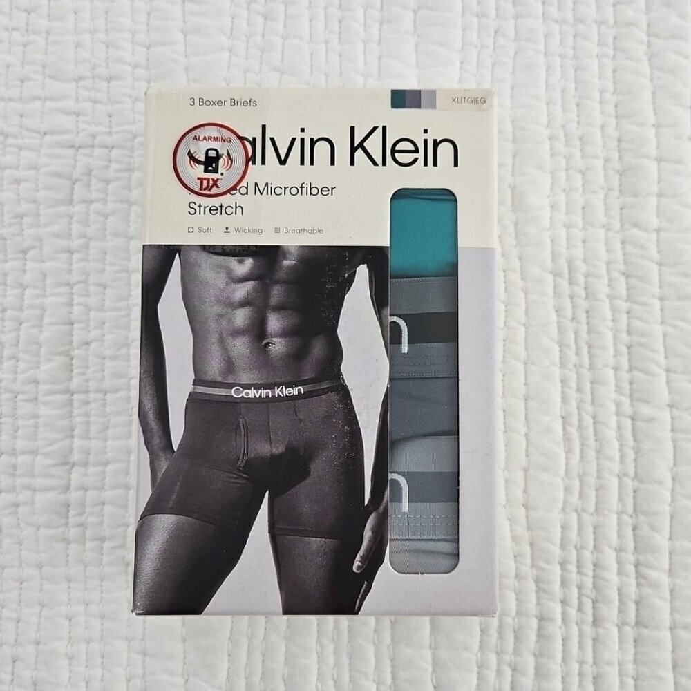 Calvin Klein 3-Pack Boxer Briefs Men's XL (40-42) Gray Soft Wicking NIB Stretch‎